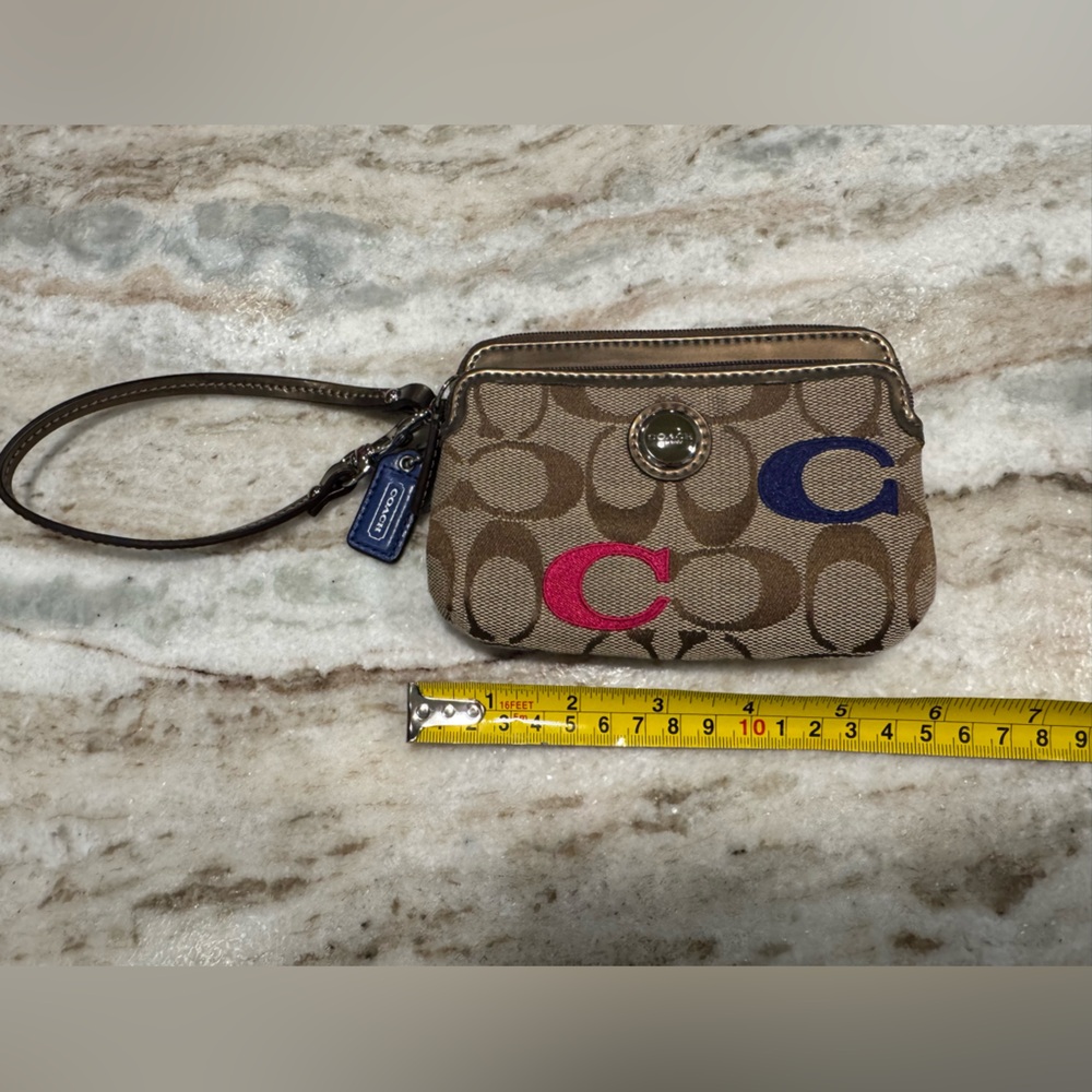 Coach Poppy Wristlet with colorful Accent Cs and bronze handle - Picture 7 of 8